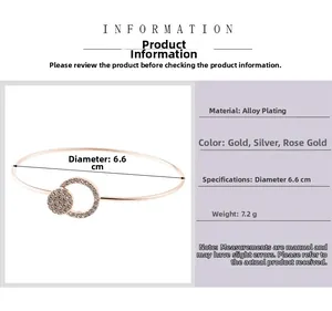 Technical diagram of 6.6cm pavé crystal open bangle with size and weight details