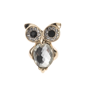 Fashion Alloy Owl Brooch Lapel Pin For Women Gold Silver Plated Rhinestone Animal Clothing Accessories Jewelry Gift
