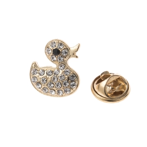 Cute Cartoon Animal Duck Brooch For Women Gold Silver Alloy Plated Rhinestone Collar Pin Exquisite Fashion Clothing Accessory