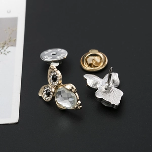 Elegant owl crystal lapel pins in gold and silver finish with sparkling rhinestone details