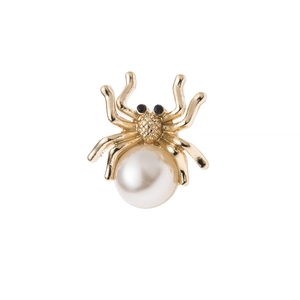 Cartoon Spider Brooch With Faux Artificial Pearl Rhinestone Alloy Collar Pin For Women Halloween Party Jewelry Gold Silver
