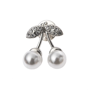 Spilla in Lega a Forma di Ciliegia alla Moda per Donna Con Perla Artificial Sintetica Bianca e Foglia di Strass Spilla da Colletto Placcata Oro Argento Gioielli