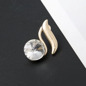 Broche élégante note de musique avec cristal à facettes et placage doré
