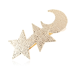 Fermaglio per Capelli in Lega Martellata Stile Occidentale con Luna e Stelle Oro Argento Placcato Geometrico Molla