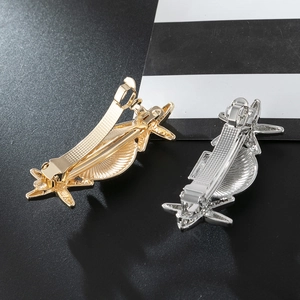Starfish and seashell gold silver metal spring hair clips set with textured details