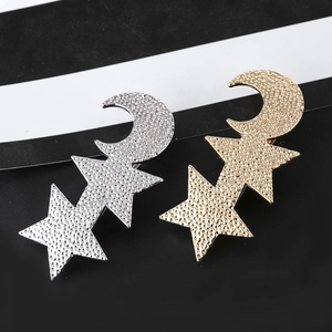 Fermagli per capelli con luna e stelle in lega oro e argento con finitura martellata opaca