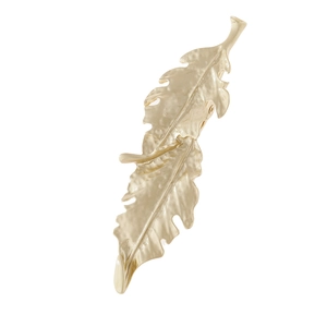 Vintage Alloy Irregular Leaf Hair Clip For Women Hammered Metal Feather Hairpin Matte Gold Silver Duckbill Hair Accessories