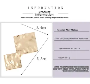 Detailed size chart for metallic rhombic hair clips in gold and silver alloy finishes