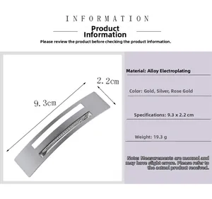 Detailed technical diagram of a 9.3cm silver hollow alloy hair clip with size dimensions