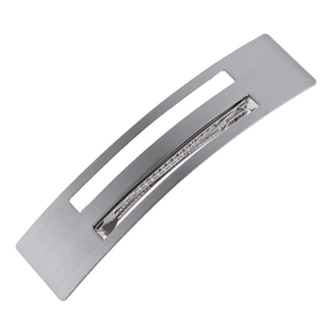 Minimalist silver metal hair clip with hollow geometric design and brushed metal finish