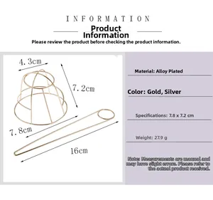 Dimensions détaillées du pic à chignon cage évidé avec une épingle à cheveux de 16 cm