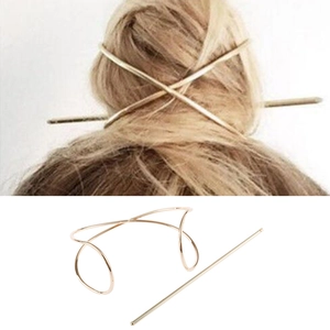 Pic à Cheveux Métallique Courbé Irrégulier Ensemble Alliage Minimaliste Épingle à Cheveux Géométrique Accessoire Coiffure