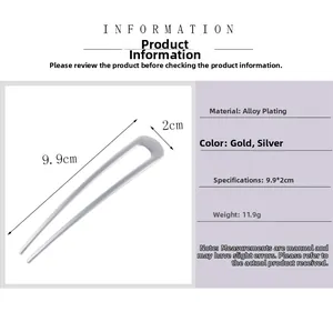Spécifications de taille pour les épingles à cheveux en U minimalistes en or et argent