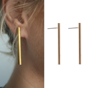 Minimalistische Vertikale Stab Ohrstecker Kupfer Metall Geometrische Stab Ohrringe Für Damen Alltag Büro Party Schmuck