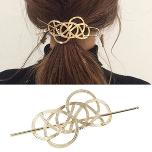Vintage Hollow Alloy Hair Stick For Women Geometric Celtic Knot Hairpin Gold Silver Electroplated Wedding Hair Accessories