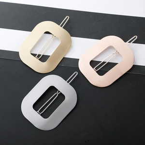 Minimalist geometric hollow rectangular hair clips set in gold, rose gold and silver