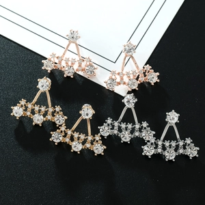 Triangle rhinestone stud earring set in gold, silver, and rose gold finishes