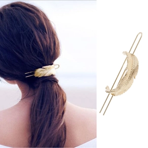 Western Vintage Hollow Alloy Leaf Feather Hair Stick U-Shaped Hairpin For Women Elegant Gold Silver Rose Gold Accessories