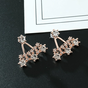 Luxurious rose gold triangular alloy stud earrings with sparkling pave rhinestones