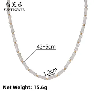 Specifiche dettagliate della taglia per il set collana con perle di bambù e oro