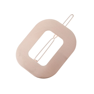 Minimalist matte rose gold rectangular hollow barrette hair clip for women's hair