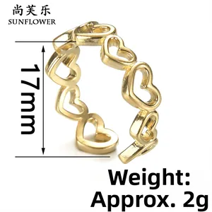 Detail view of heart-shaped hollow ring showing 17mm inner diameter and 2g weight