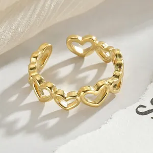 Minimalist gold heart-shaped open ring featuring a continuous hollow heart design