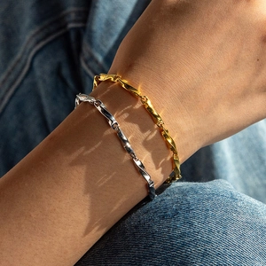 Bracelets à chaîne torsadée en acier inoxydable doré et argenté pour femmes et hommes