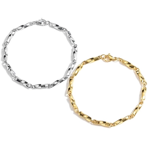 Bracelets en chaîne torsadée en acier inoxydable poli or et argent avec fermoir mousqueton