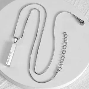 Men minimalist stainless steel cylinder pendant necklace engraved with Live For Yourself