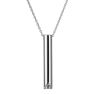 Collana con Ciondolo a Fischietto in Acciaio Inossidabile Minimalista con Design a Tubo Cilindrico e Finitura Lucida Unisex