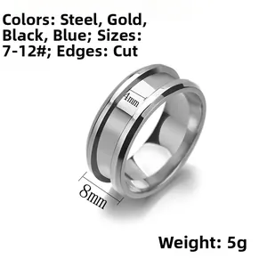 Technical detail showing 8mm width and 4mm inner groove dimensions of stainless steel ring