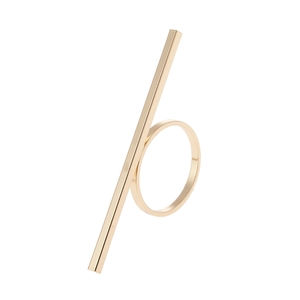 Minimalistischer Legierung Geometrischer Langer Stab Statement Ring Gold Silber Polierter Metallschmuck Damen Alltag