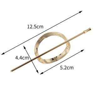 Golden hollow oval hair stick set with 12.5cm rod and irregular round hair loop details