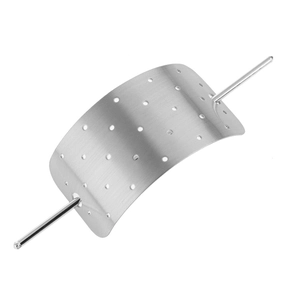 Minimalist rectangular hollow silver hair pin set with brushed metal texture finish