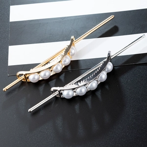 Bastoncino per Capelli in Lega con Künstliche Perle Artificiali Minimalista Elegante Ovale Cavo a Forma di U Oro Argento Accessorio per Capelli Donna