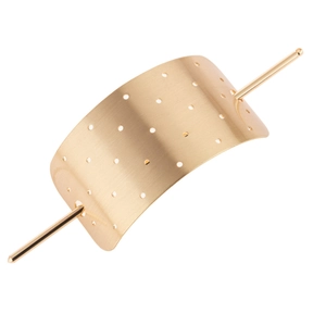 Minimalist rectangular hollow metal hair stick with matte gold brushed finish for women