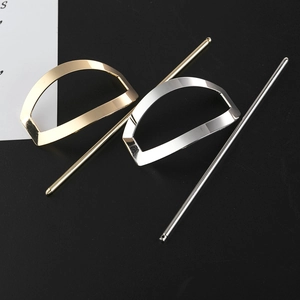 Minimalist gold and silver hollow trapezoid metal hair pin sticks with polished finish