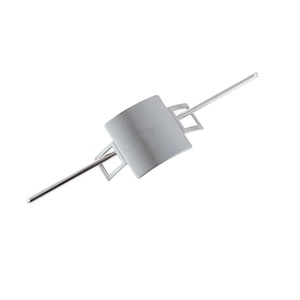 Minimalist silver alloy hair slide set with brushed finish and hollow rectangular plate