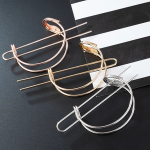 Épingles à cheveux minimalistes en alliage doré et argenté avec un design en métal incurvé