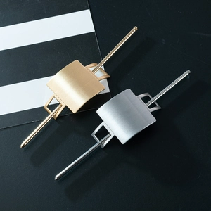 Minimalist alloy hair stick set with brushed metal texture in gold and silver finish