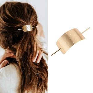 Minimalist Hollow Metal Hair Stick Brushed Geometric Chignon Pin For Women Modern Elegant Hair Accessories Gold Silver