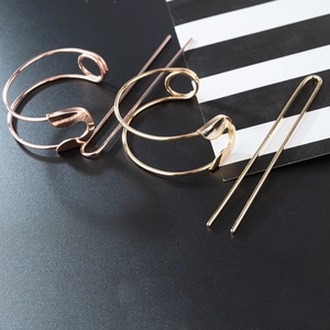 Bracelet épingle à nourrice minimaliste et épingle à cheveux en U, doré et or rose