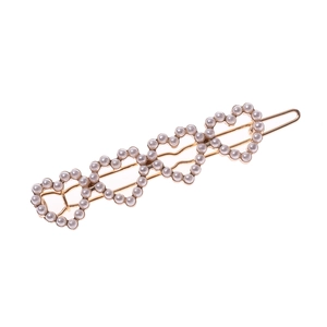 Süße Hohle Herz Kunstperle Haarklammer Legierung Gold Silber Galvanisiert Seitenclip Für Damen Hochzeit Party Haarschmuck