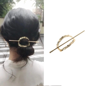 Minimalist Metal Hollow Geometric Hair Stick Alloy Gold Silver Plated Oval Trapezoid Irregular Wave Pattern Hair Pin Accessory For Women