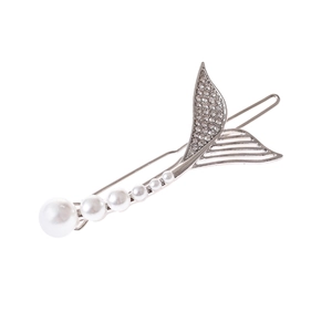Elegante fermaglio per capelli a coda di sirena con strass scintillanti e perle
