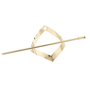 Minimalist gold hollow geometric rhombus hair pin with irregular textured metal frame