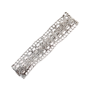 Silver rectangle metal hair clip with hollow floral pattern for women hair styling