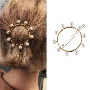 Elegante Hohle Kreis Künstliche Perlenimitat Haarklammern Legierung Geometrische Haarnadeln Hochzeit Party Damen Haaraccessoires Schmuck