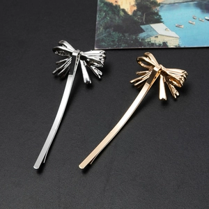 Barrette à cheveux minimaliste en métal avec nœud doré et argenté pour femmes